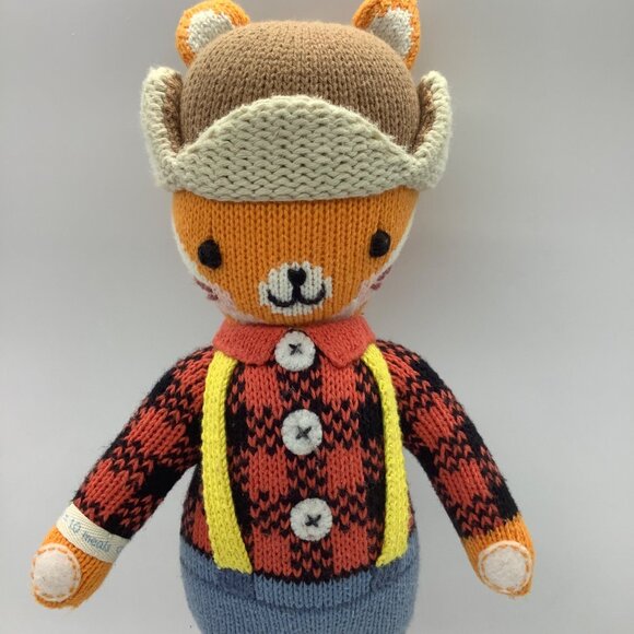 Cuddle + Kind Wyatt The Fox 14" Hand-Knit Doll Plush Stuffed Animal Handmade - Picture 2 of 7